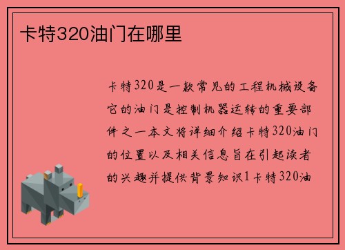 卡特320油门在哪里